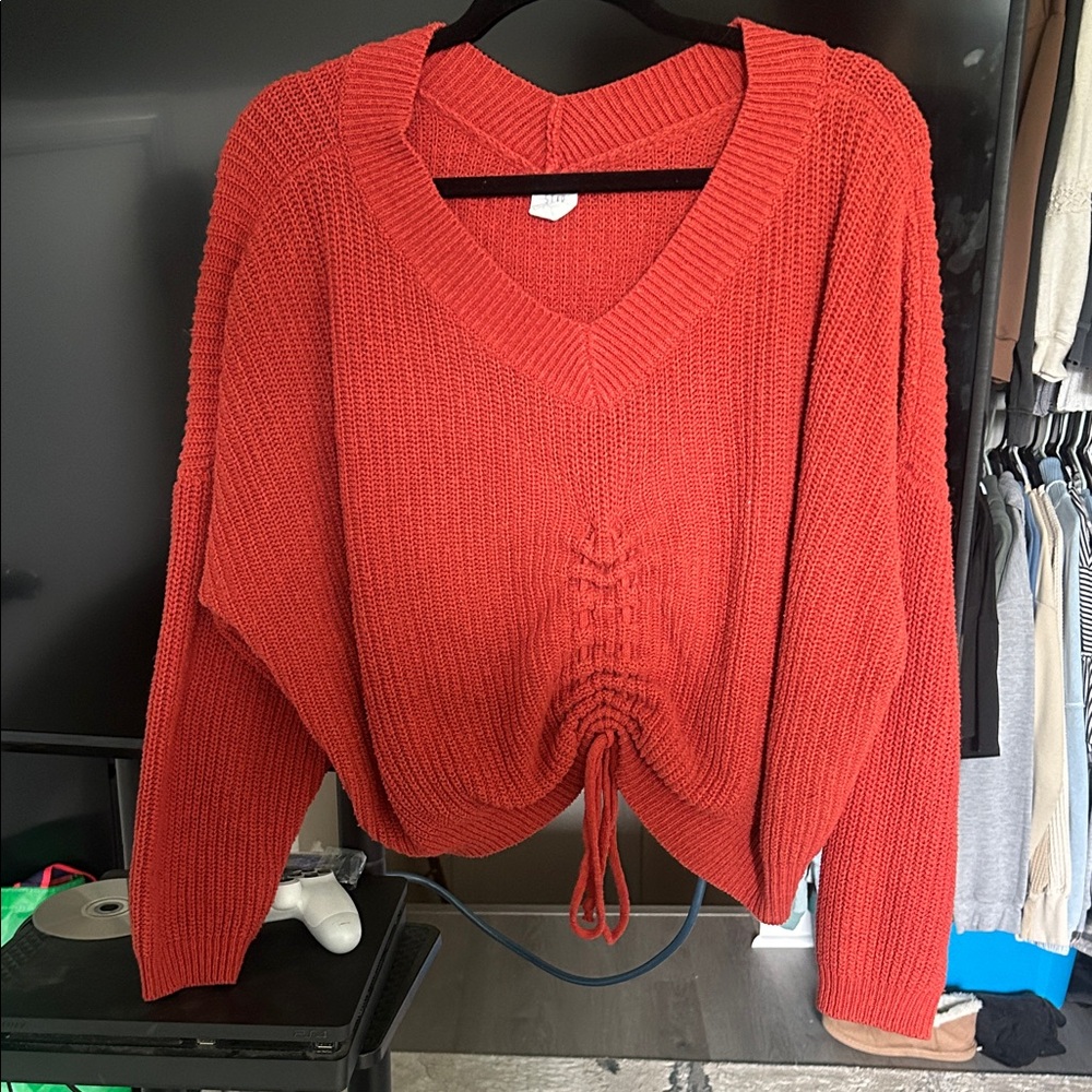 Cozy V-Neck Sweater in Vibrant Red